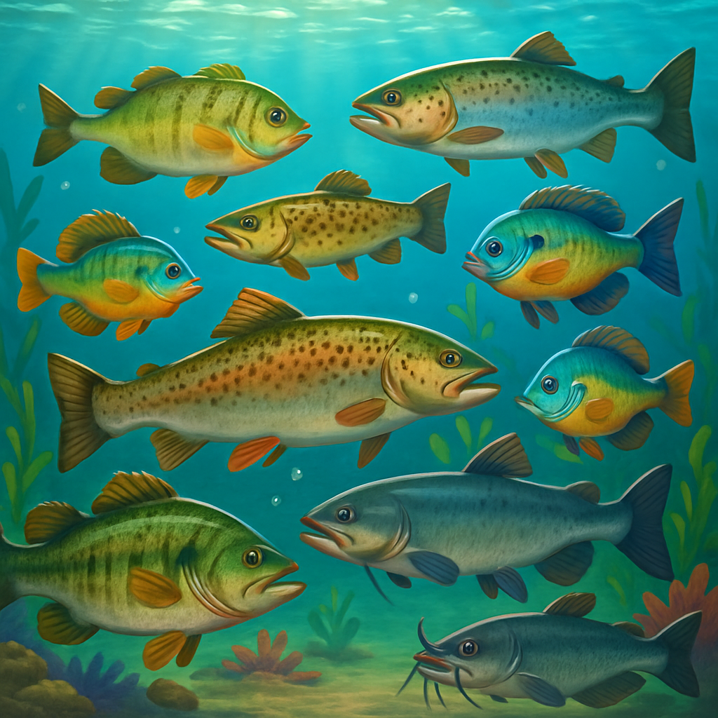 Different types of fish available in the game