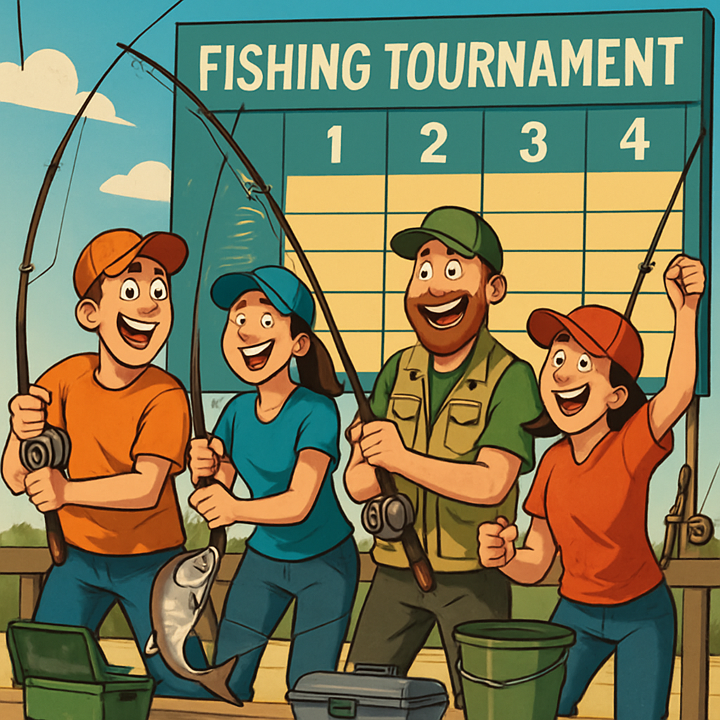 Group of players fishing together in a tournament