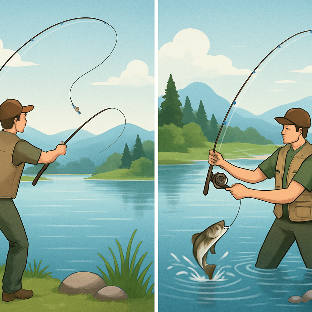 A player fishing by the lake